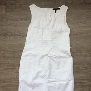 White dress from BCBG with eyelet detail
